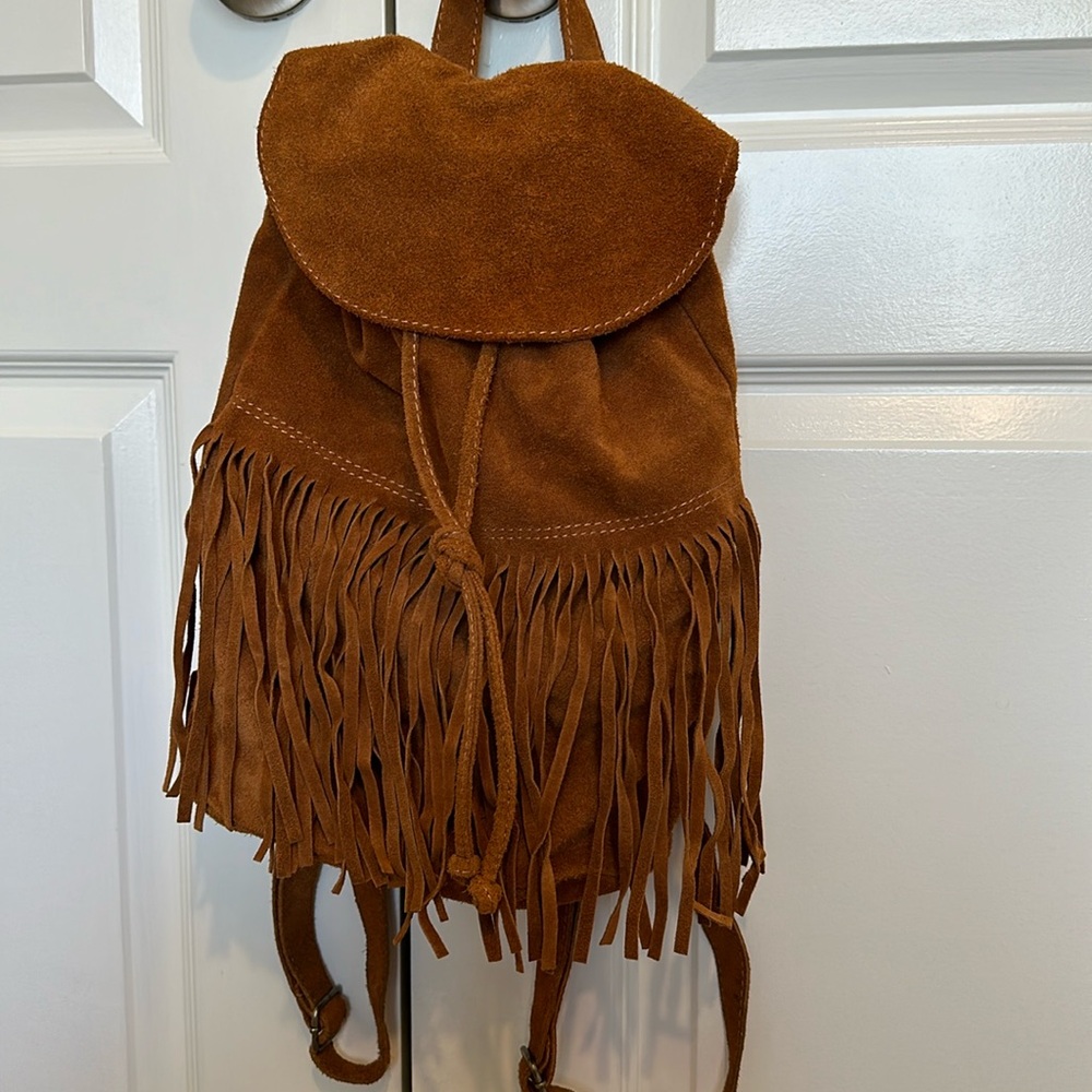 Fully suede fringe backpack